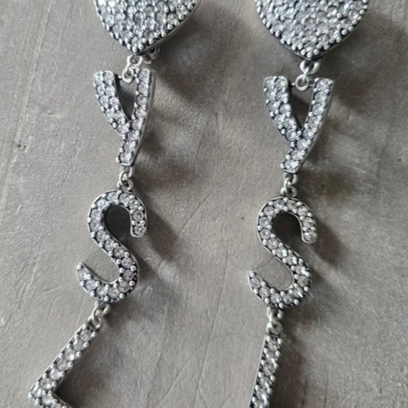 Saint Laurent Black Heart Drop Earrings - Picture 5 of 5